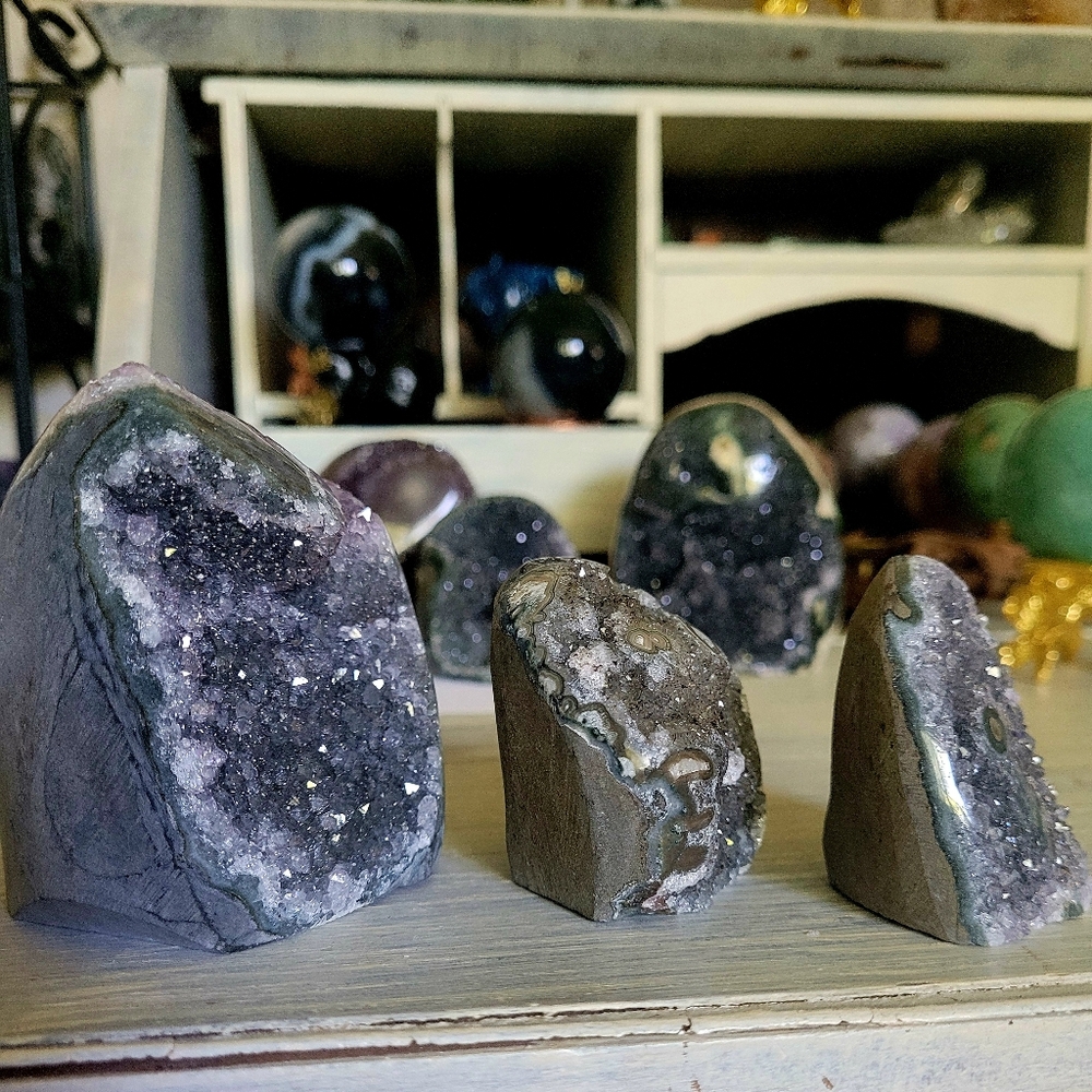 Uraguayan Amythyst Druzy Freeform 3pc Set - Picture 2 of 7